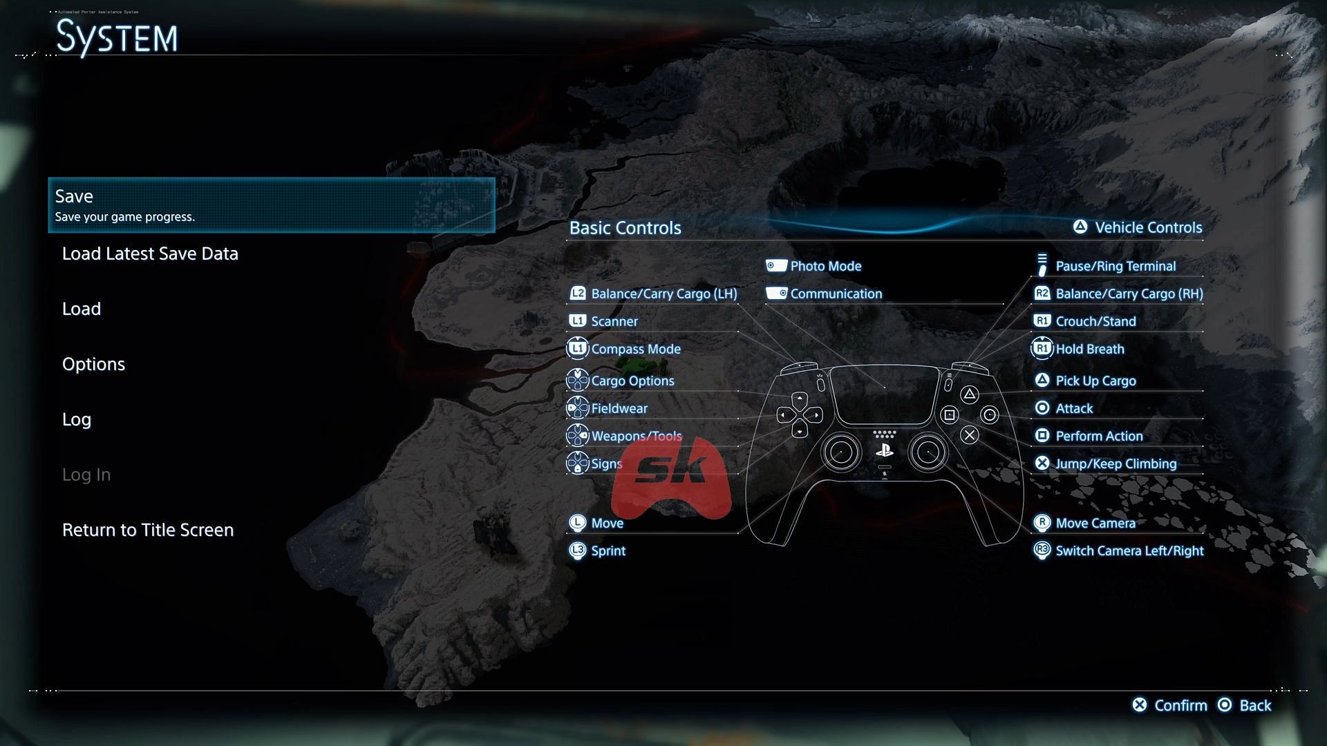 The in-game menu from DS 2 (Image via Sportskeeda Gaming / Sony Interactive Entertainment)